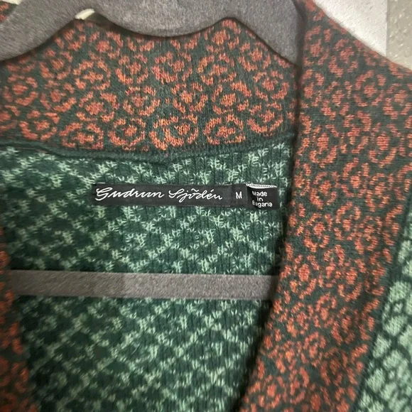 Gudrun Sjoden Forest Green and Rust Cardigan - Picture 2 of 5